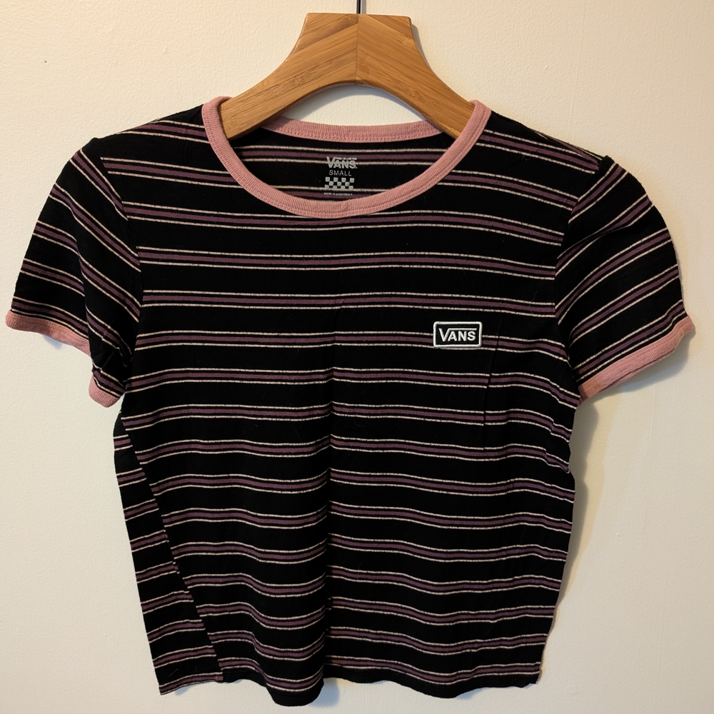 Vans Striped Black and Pink T-Shirt